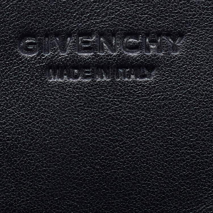 Pre Owned Givenchy Black Leather Antigona Logo Embroidered Shopper Tote