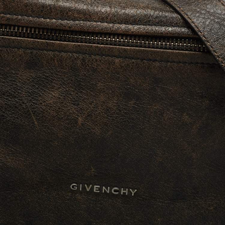 Pre Owned Givenchy Brown Two Tone Leather Large Pandora Shoulder Bag