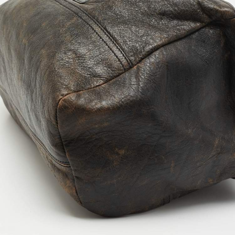 Pre Owned Givenchy Brown Two Tone Leather Large Pandora Shoulder Bag