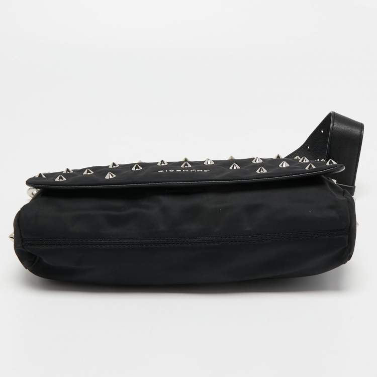 Pre Owned Givenchy Black Nylon Studded Shoulder Bag