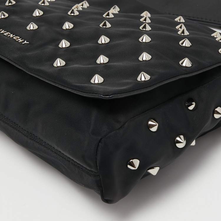 Pre Owned Givenchy Black Nylon Studded Shoulder Bag