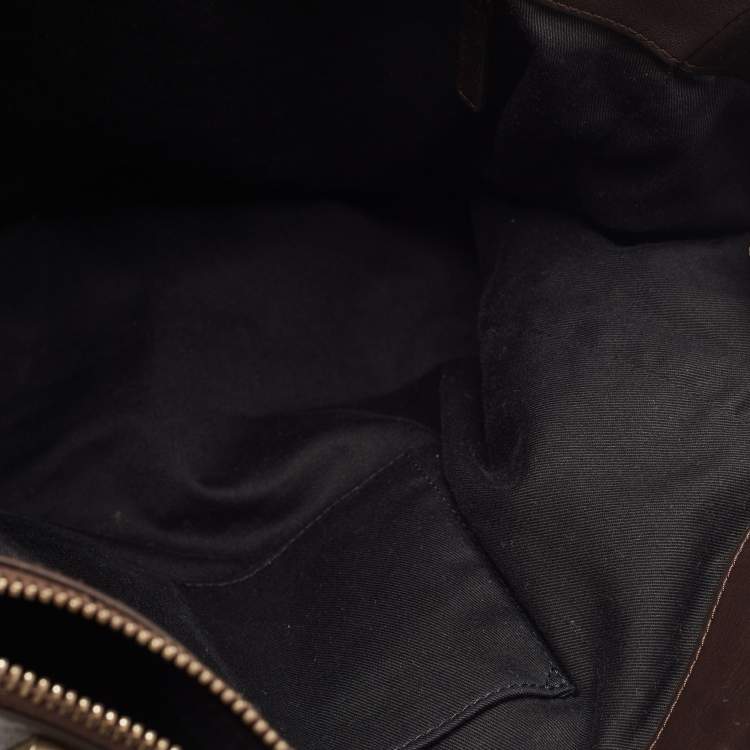 Pre Owned Givenchy Dark Brown Monogram Canvas and Leather Double Zip Tote 