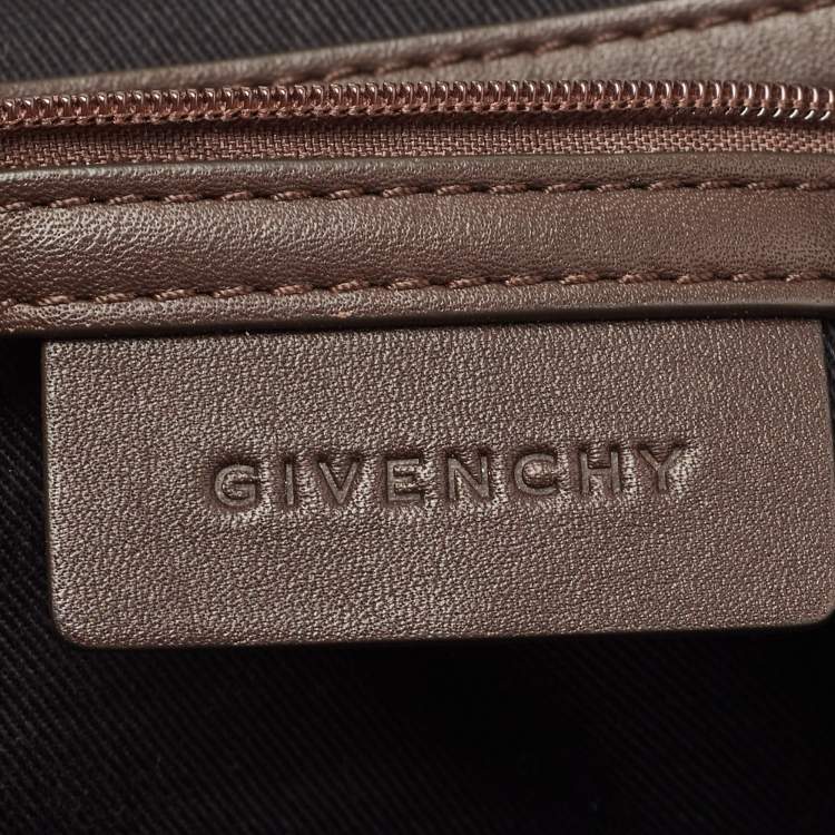 Pre Owned Givenchy Dark Brown Monogram Canvas and Leather Double Zip Tote 