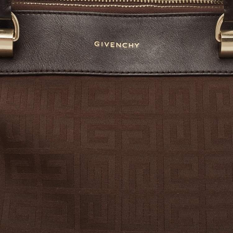Pre Owned Givenchy Dark Brown Monogram Canvas and Leather Double Zip Tote 