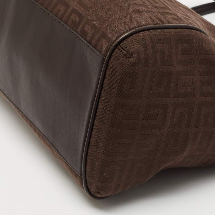 Pre Owned Givenchy Dark Brown Monogram Canvas and Leather Double Zip Tote 