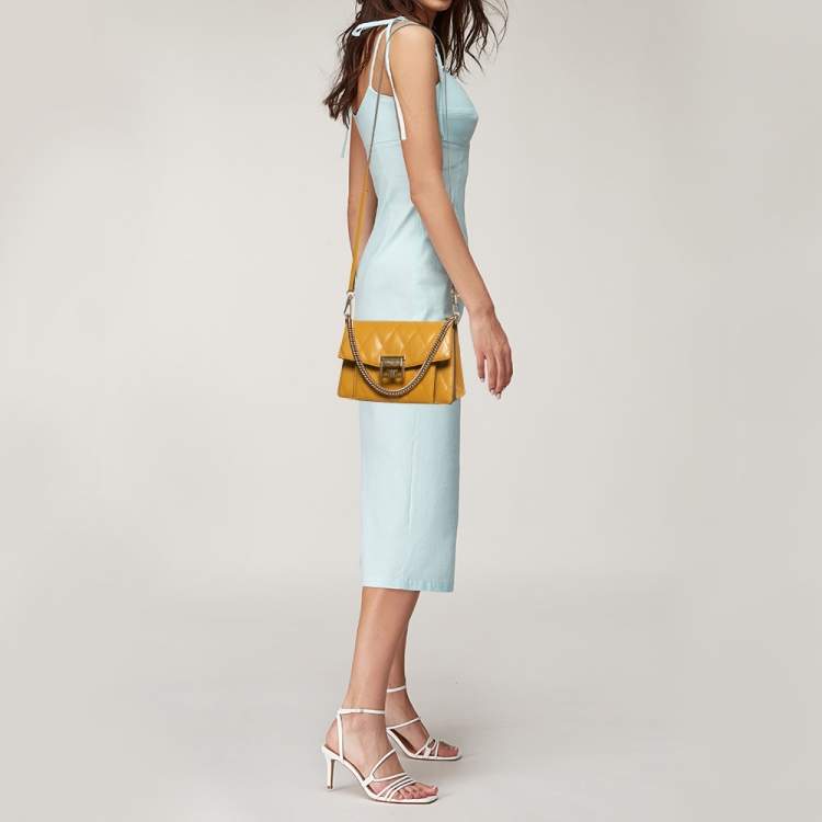 Pre Owned Givenchy Mustard Leather GV3 Shoulder Bag