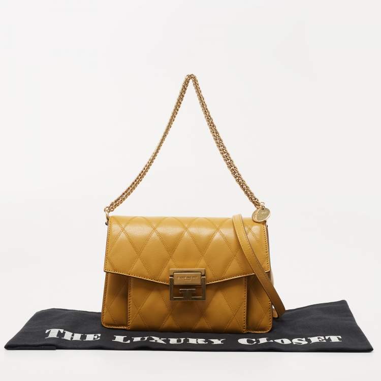 Pre Owned Givenchy Mustard Leather GV3 Shoulder Bag