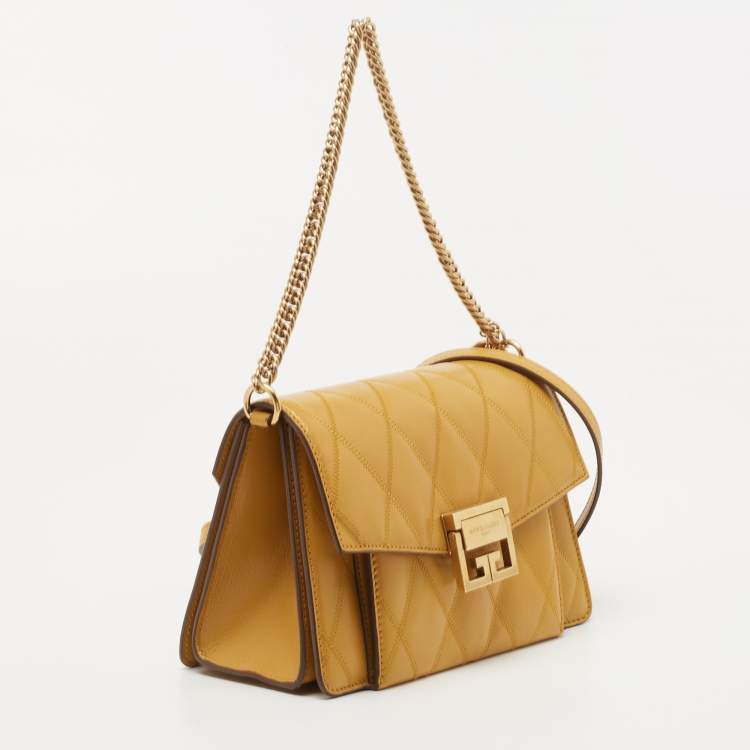 Pre Owned Givenchy Mustard Leather GV3 Shoulder Bag