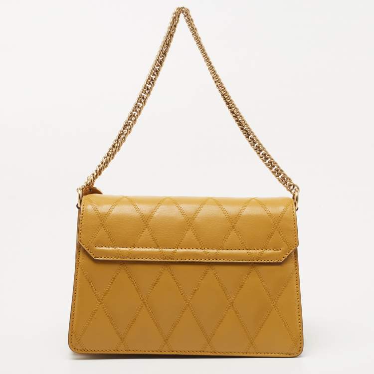 Pre Owned Givenchy Mustard Leather GV3 Shoulder Bag