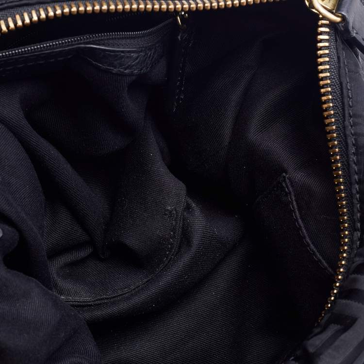 Pre Owned Givenchy Black Monogram Nylon and Leather Hobo