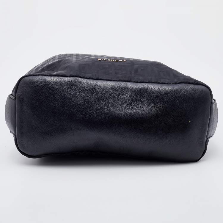 Pre Owned Givenchy Black Monogram Nylon and Leather Hobo