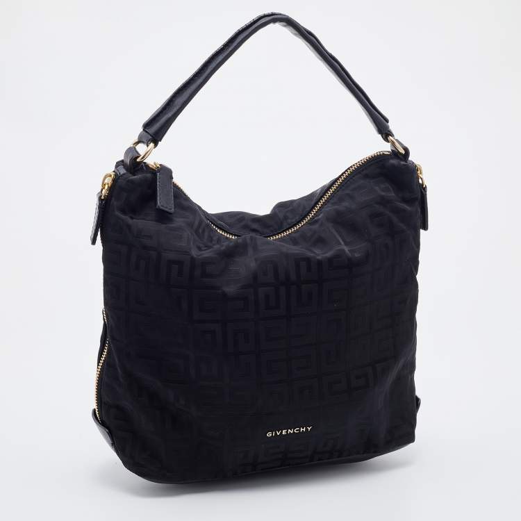 Pre Owned Givenchy Black Monogram Nylon and Leather Hobo