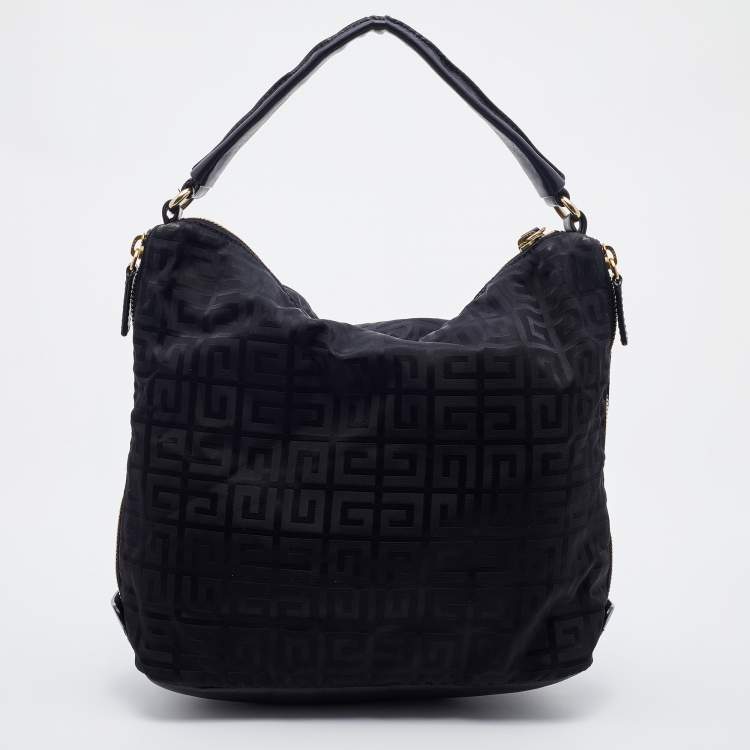 Pre Owned Givenchy Black Monogram Nylon and Leather Hobo