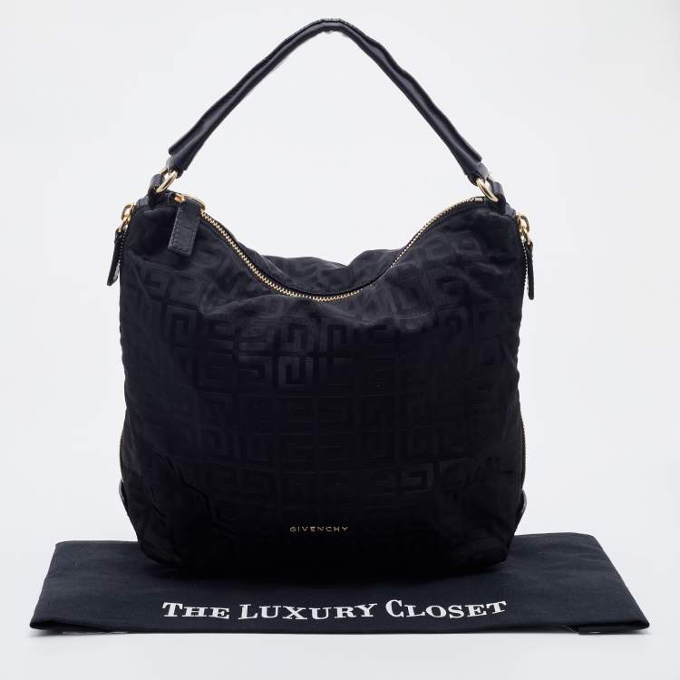 Pre Owned Givenchy Black Monogram Nylon and Leather Hobo