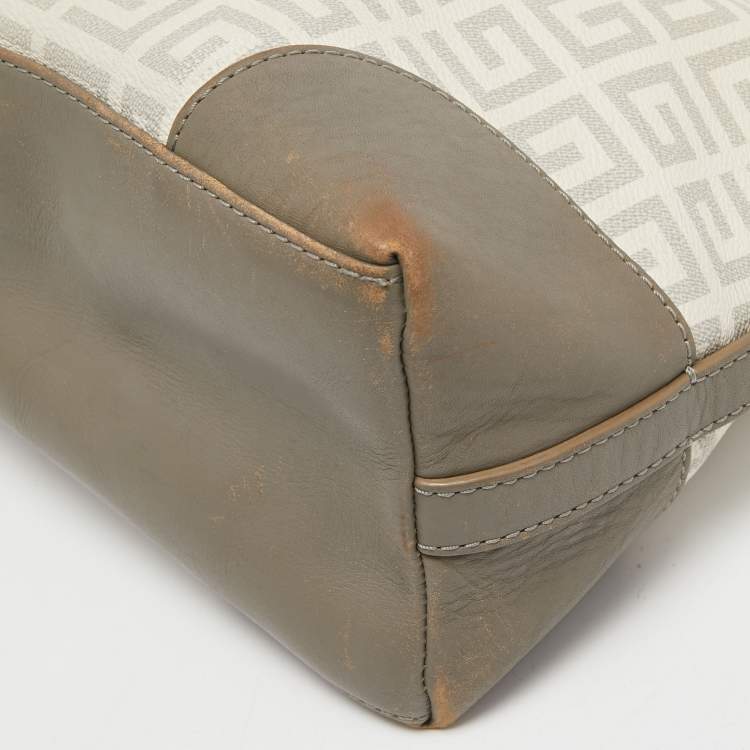 Pre Owned Givenchy White/Grey Monogram Coated Canvas and Leather Tote
