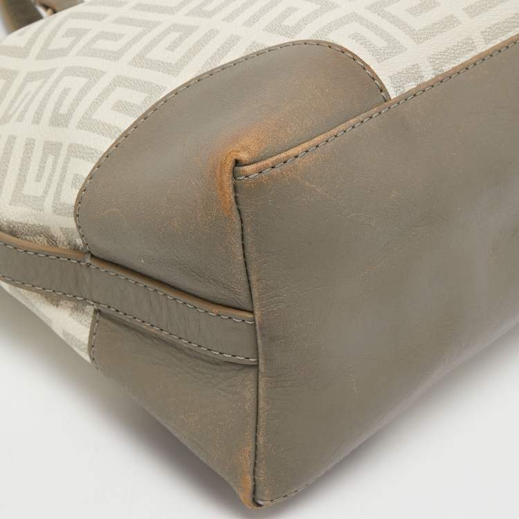 Pre Owned Givenchy White/Grey Monogram Coated Canvas and Leather Tote