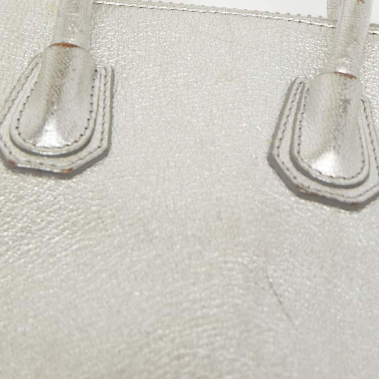Pre Owned Givenchy Silver Leather Mini Antigona Satchel