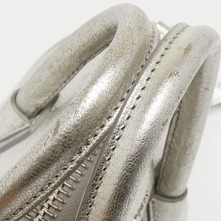 Pre Owned Givenchy Silver Leather Mini Antigona Satchel