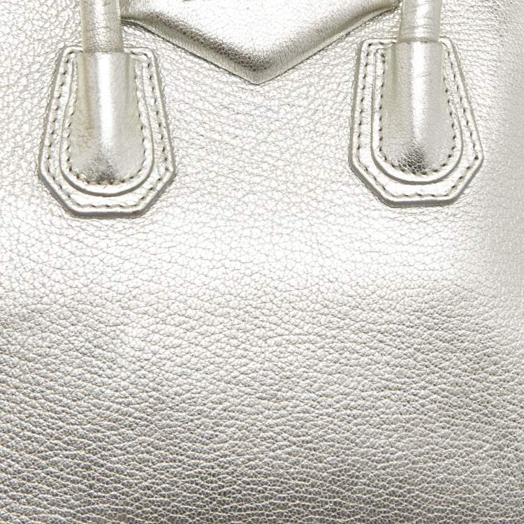 Pre Owned Givenchy Silver Leather Mini Antigona Satchel