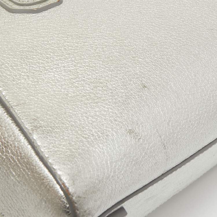 Pre Owned Givenchy Silver Leather Mini Antigona Satchel