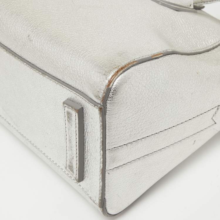Pre Owned Givenchy Silver Leather Mini Antigona Satchel