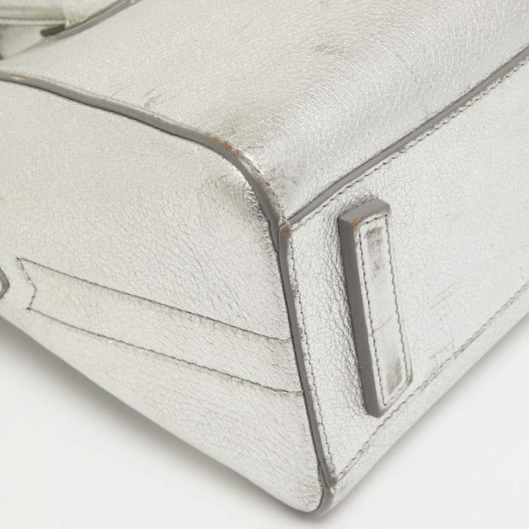 Pre Owned Givenchy Silver Leather Mini Antigona Satchel