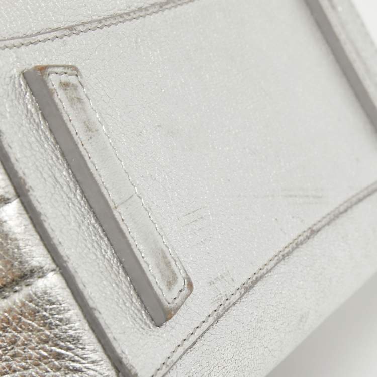 Pre Owned Givenchy Silver Leather Mini Antigona Satchel