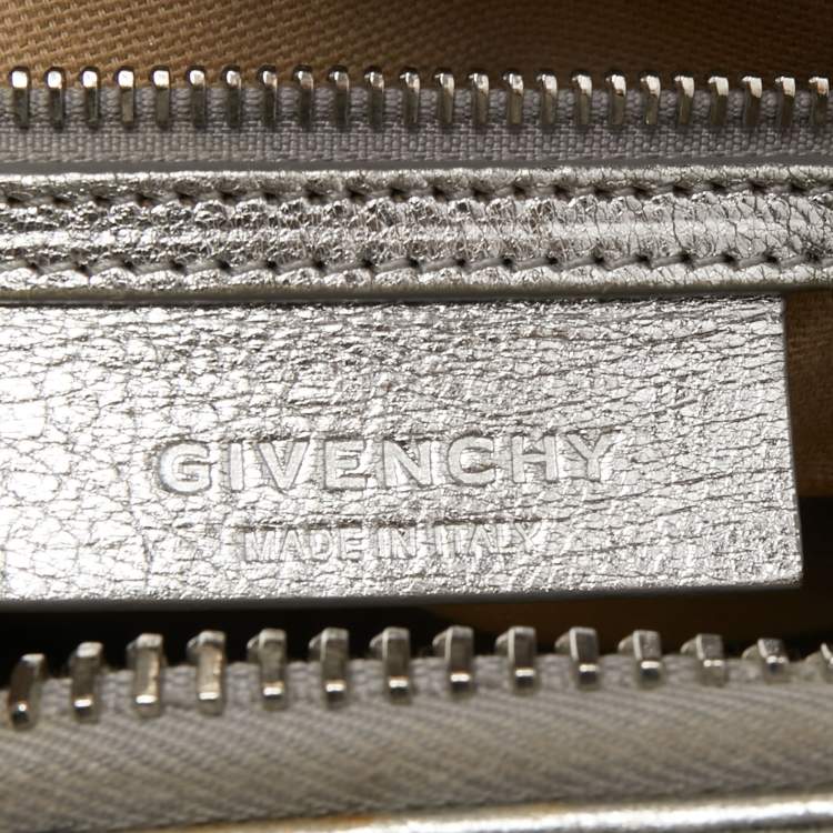Pre Owned Givenchy Silver Leather Mini Antigona Satchel