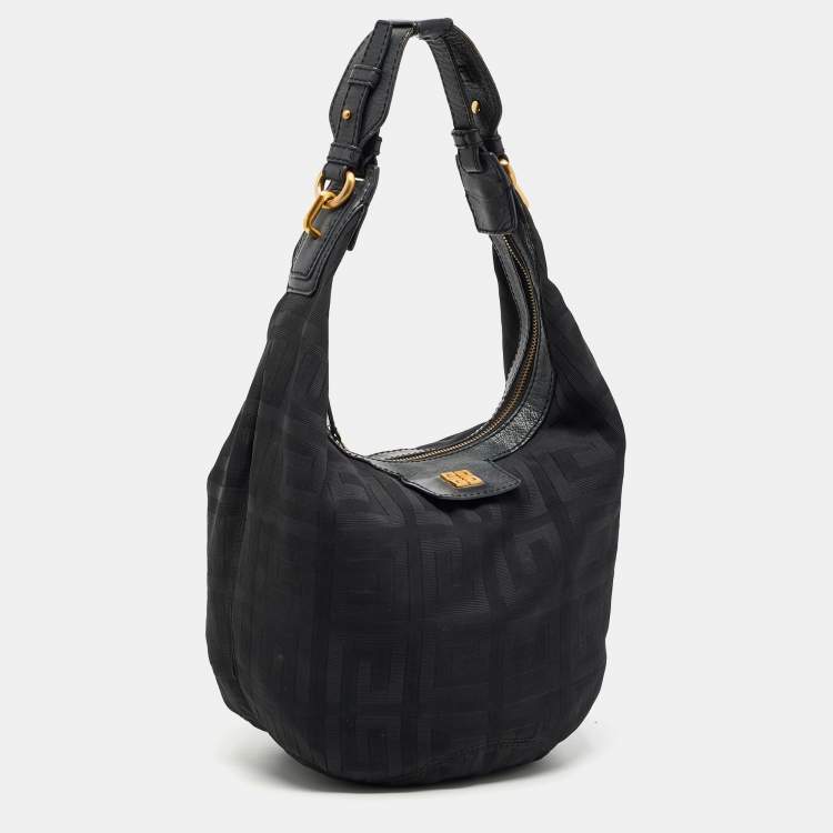 Pre Owned Givenchy Black Monogram Fabric and Leather Hobo