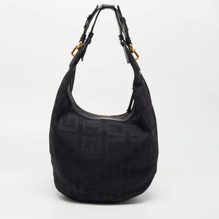 Pre Owned Givenchy Black Monogram Fabric and Leather Hobo
