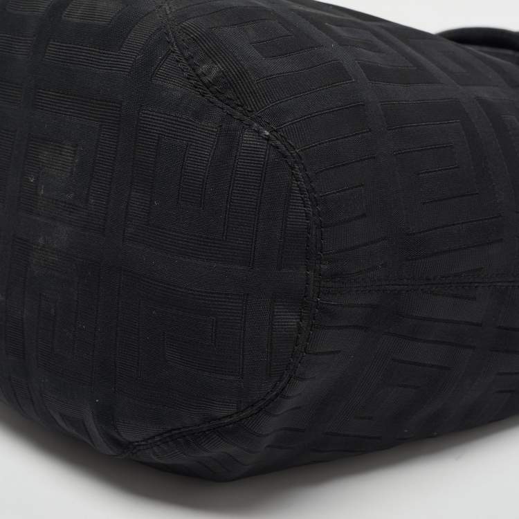 Pre Owned Givenchy Black Monogram Fabric and Leather Hobo