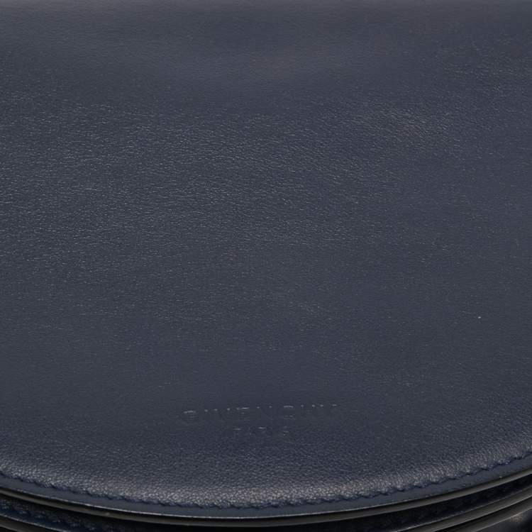 Pre Owned Givenchy Navy Blue Leather Mini Infinity Saddle Bag