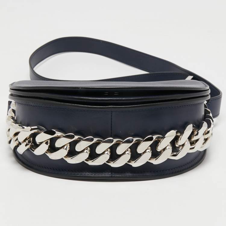Pre Owned Givenchy Navy Blue Leather Mini Infinity Saddle Bag