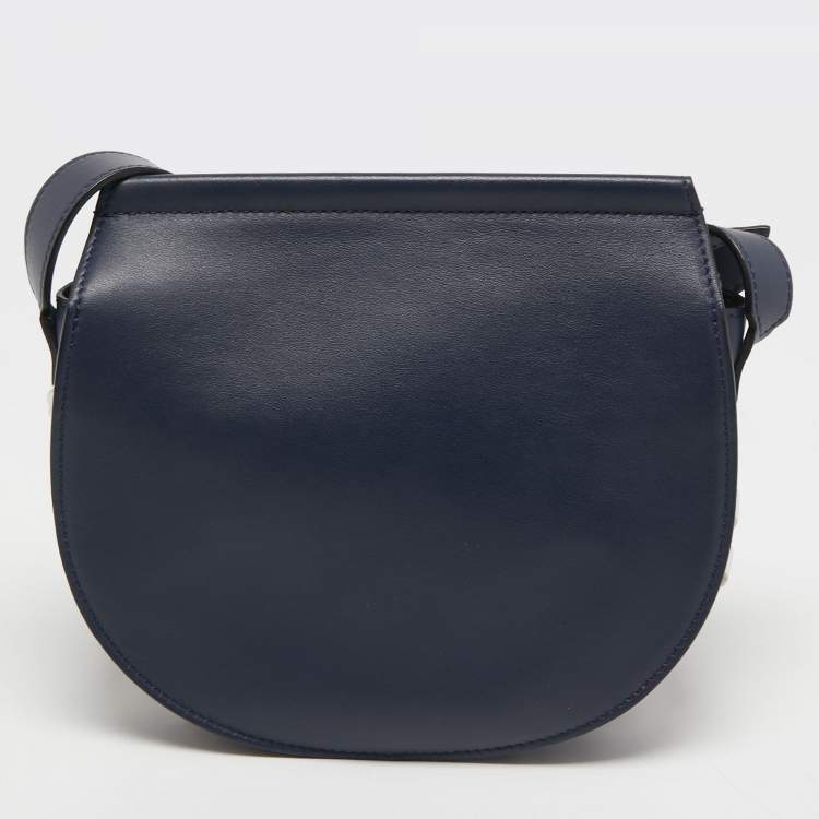 Pre Owned Givenchy Navy Blue Leather Mini Infinity Saddle Bag