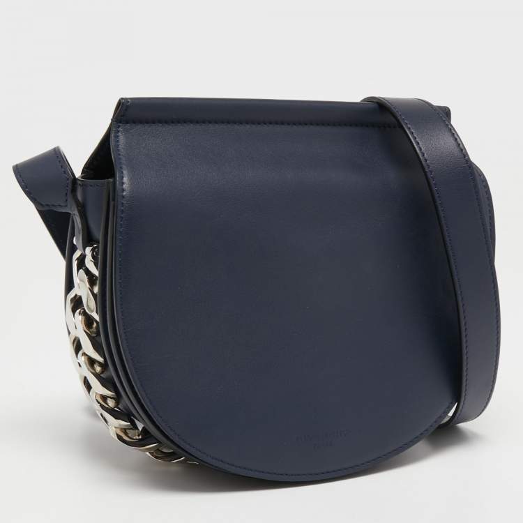 Pre Owned Givenchy Navy Blue Leather Mini Infinity Saddle Bag