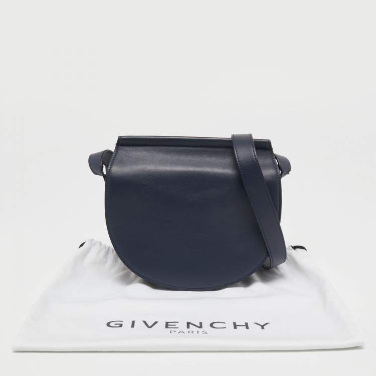 Pre Owned Givenchy Navy Blue Leather Mini Infinity Saddle Bag