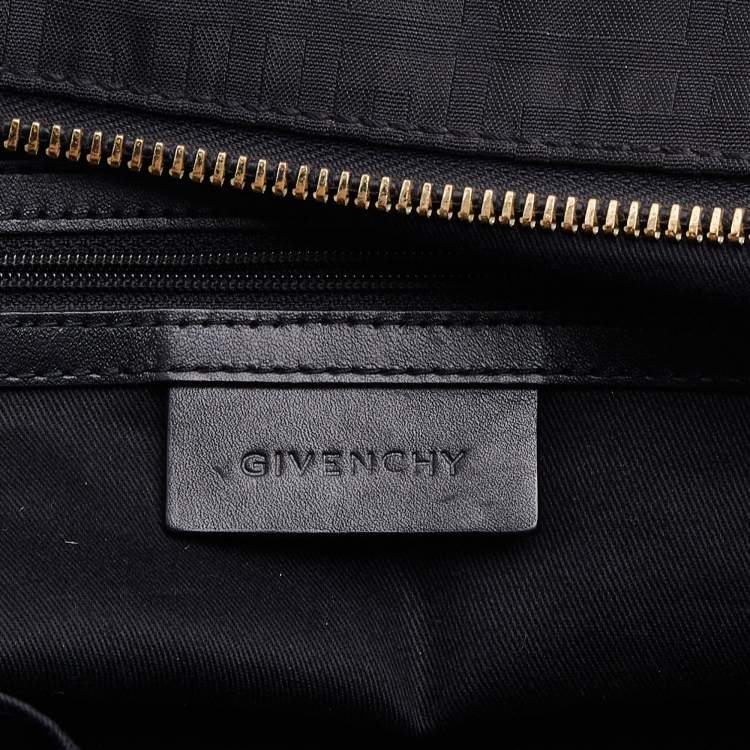 Pre Owned Givenchy Black Monogram Canvas and Leather Zip Satchel