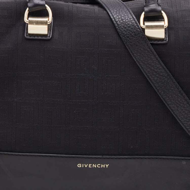 Pre Owned Givenchy Black Monogram Canvas and Leather Zip Satchel