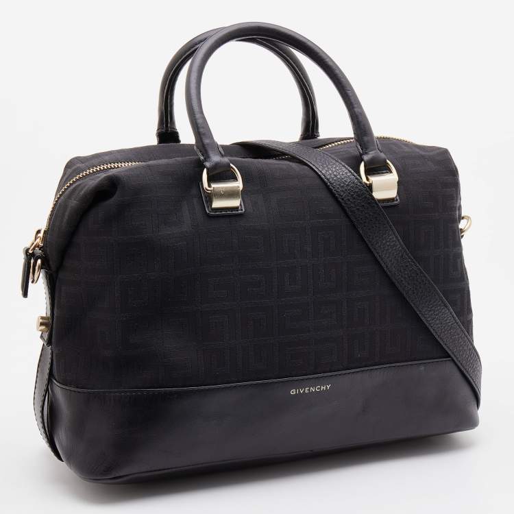 Pre Owned Givenchy Black Monogram Canvas and Leather Zip Satchel