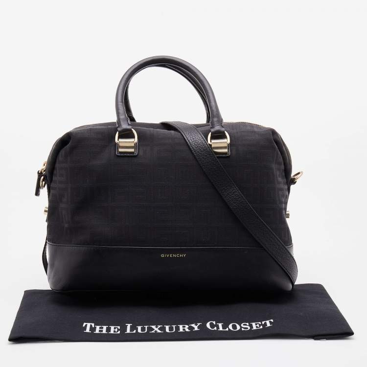 Pre Owned Givenchy Black Monogram Canvas and Leather Zip Satchel