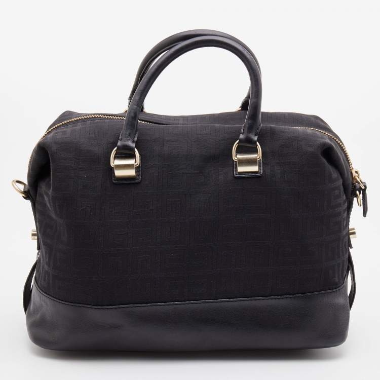 Pre Owned Givenchy Black Monogram Canvas and Leather Zip Satchel