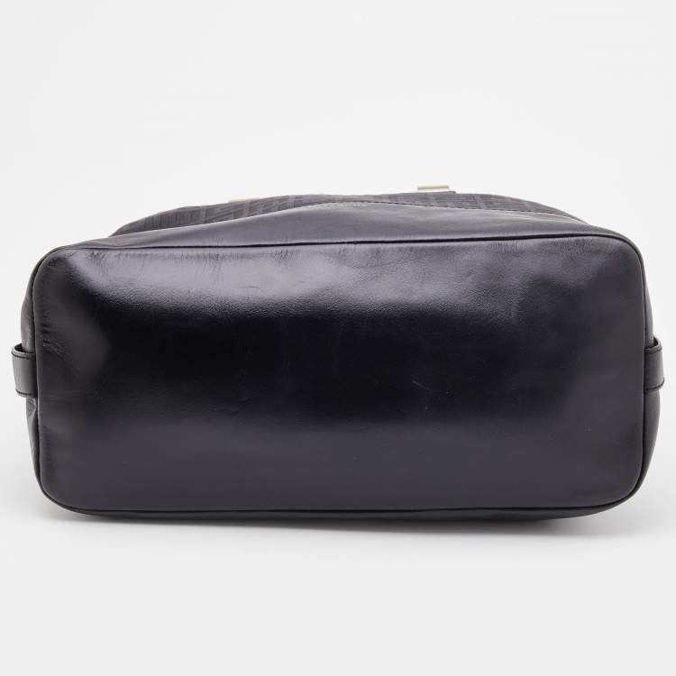 Pre Owned Givenchy Black Monogram Canvas and Leather Zip Satchel