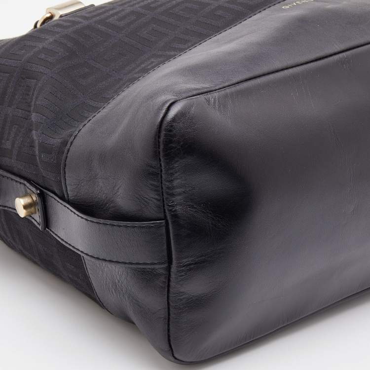Pre Owned Givenchy Black Monogram Canvas and Leather Zip Satchel