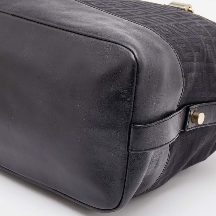 Pre Owned Givenchy Black Monogram Canvas and Leather Zip Satchel