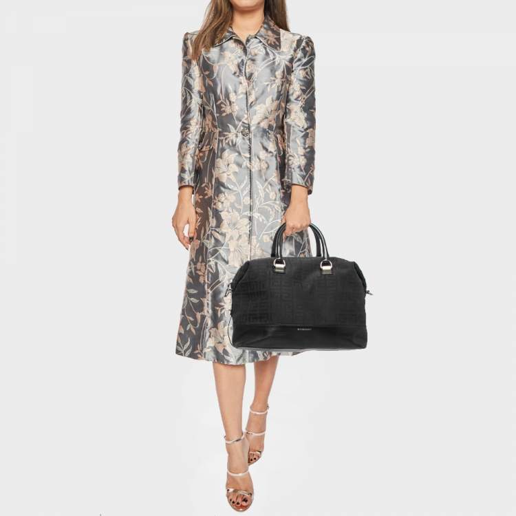 Pre Owned Givenchy Black Monogram Canvas and Leather Zip Satchel