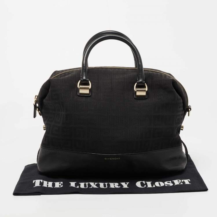 Pre Owned Givenchy Black Monogram Canvas and Leather Zip Satchel