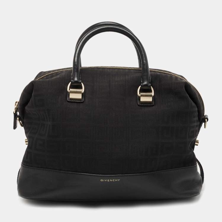 Pre Owned Givenchy Black Monogram Canvas and Leather Zip Satchel