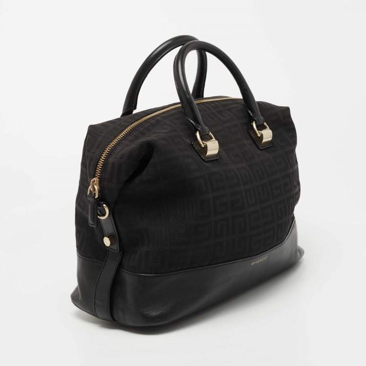 Pre Owned Givenchy Black Monogram Canvas and Leather Zip Satchel