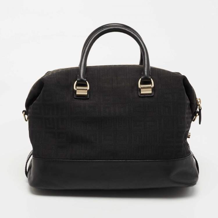 Pre Owned Givenchy Black Monogram Canvas and Leather Zip Satchel