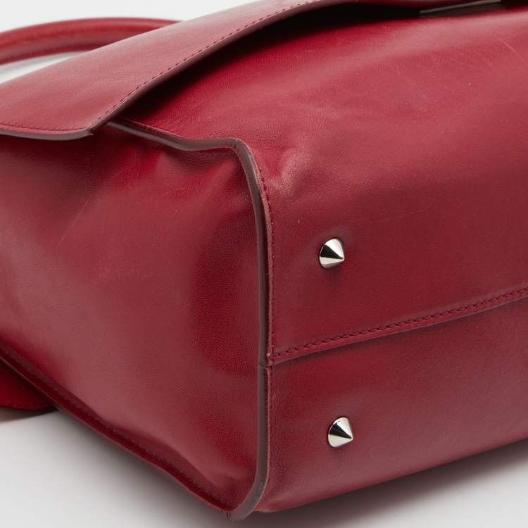 Pre Owned Givenchy Red Leather Shark Tooth Top Handle Bag